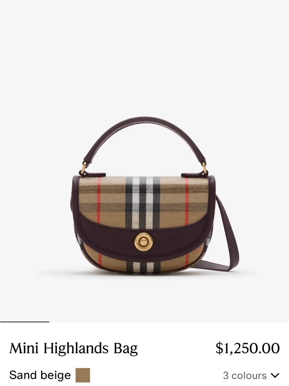 Burberry Mini Highlands Bag in Sand Beige - Picture 10 of 11